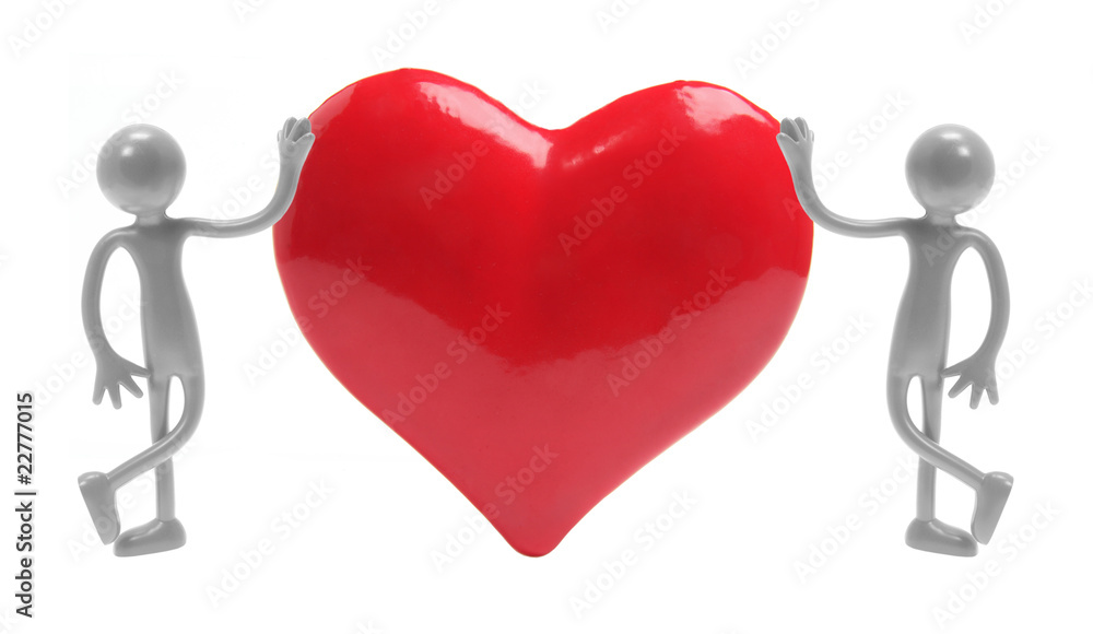 Miniature Rubber Figures with Red Love Heart Miniature Rubber Figures with Red Love Heart