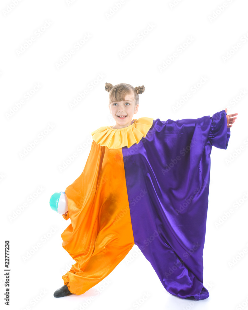 Little girl in clown costume