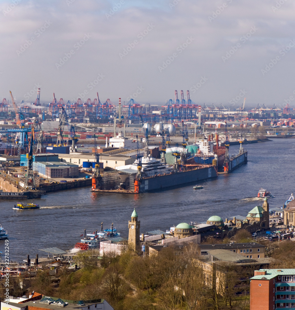 Panorama Hamburg, Hamburger Hafen, Landungsbrücken