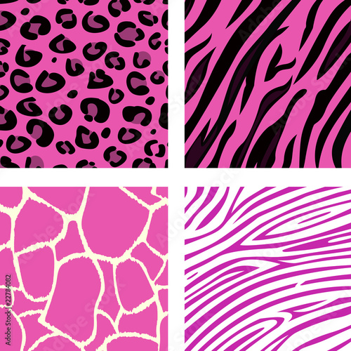 Fashion tiling pink animal print patterns. Vector.