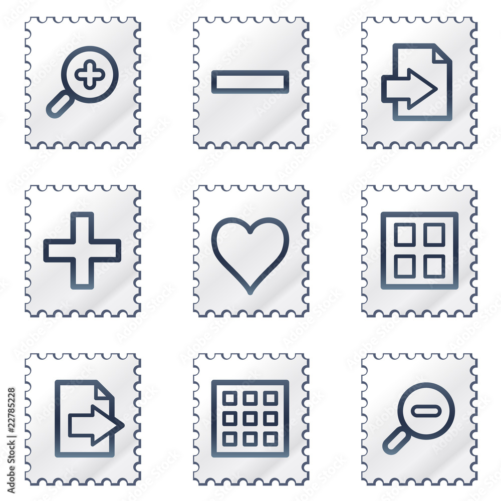 Image viewer web icons set 1, white stamp series Image viewer web icons set 1, white stamp series