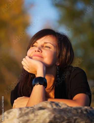 Bright photo of a beautiful model relaxing