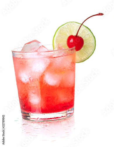 Alcohol cocktail with maraschino and lime