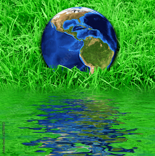 Earth at the green grass