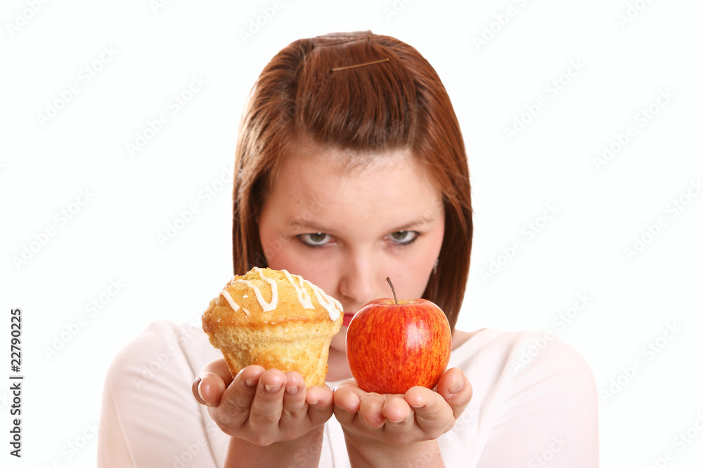Teenage girl thinking about dietary choices Teenage girl thinking about dietary choices