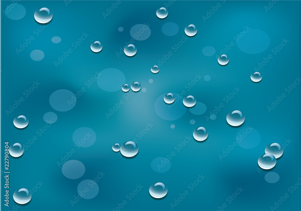 Water drops isolated on a blue background