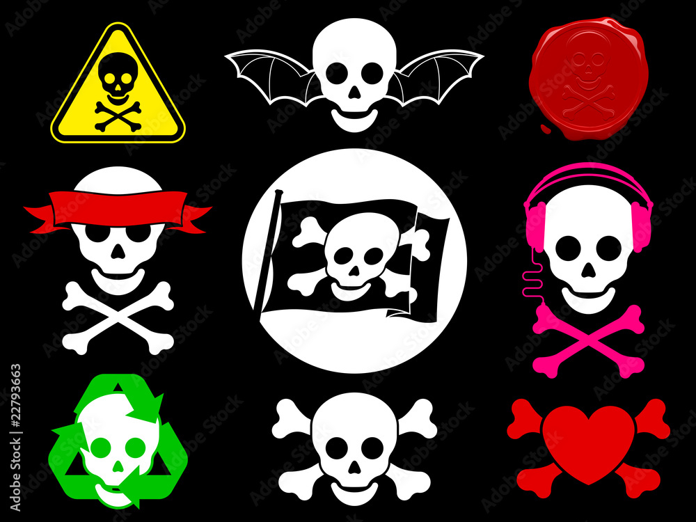 Skull pirate icon collection