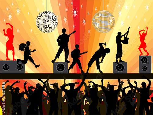 Boygroup-Rockband beim Auftritt mit Zuschauern
