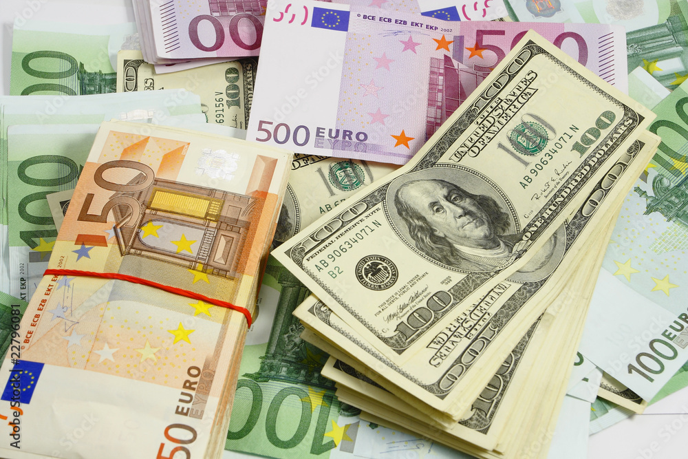 Obraz premium euro and american money currency