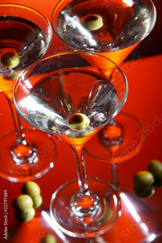Martini glass with olive inside