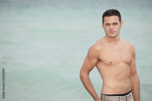 Handsome man on the beach