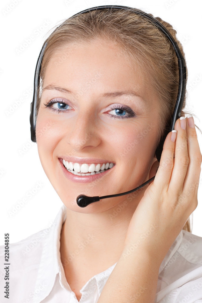 Woman with headphones and microphone Woman with headphones and microphone