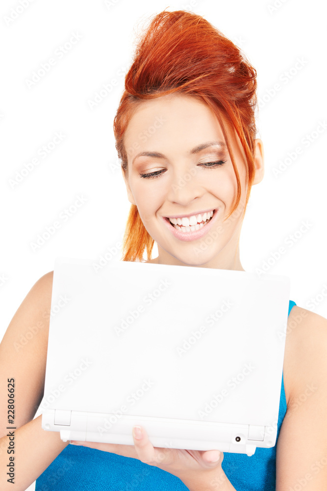 happy woman with laptop computer happy woman with laptop computer
