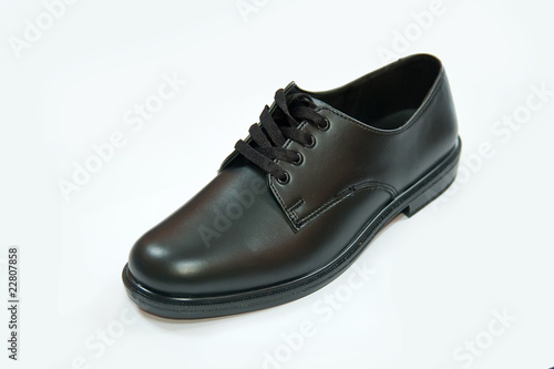 A Black leather shoe
