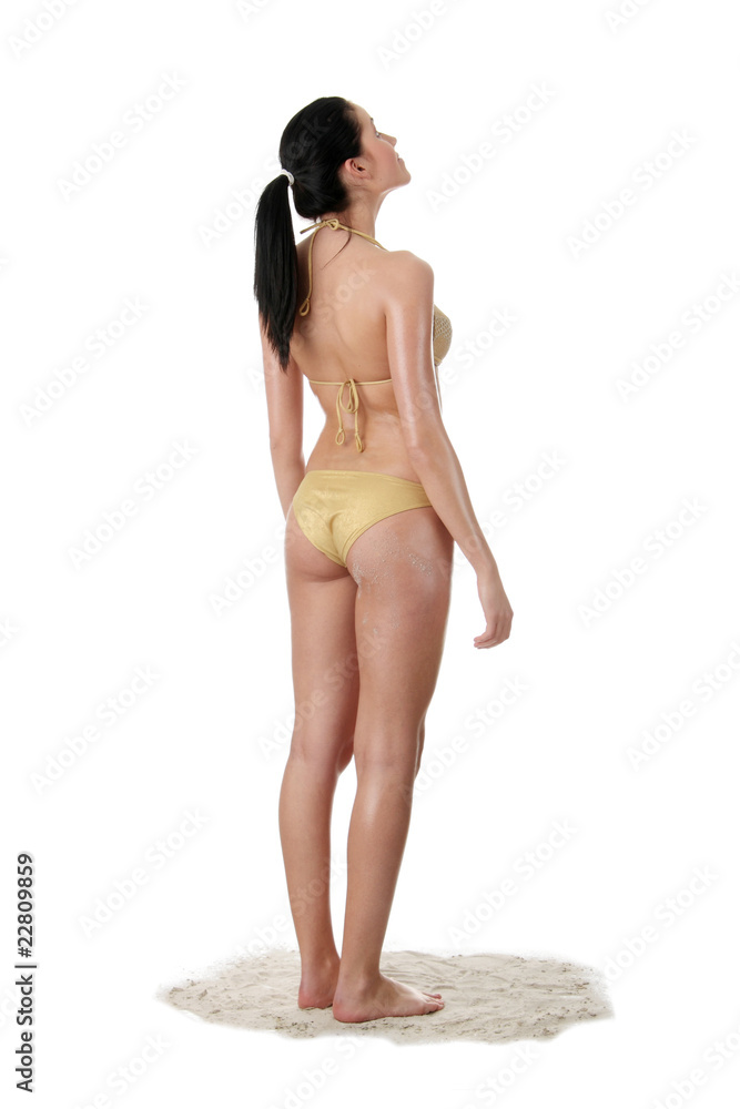 Fototapeta premium Young caucasian woman in bikini