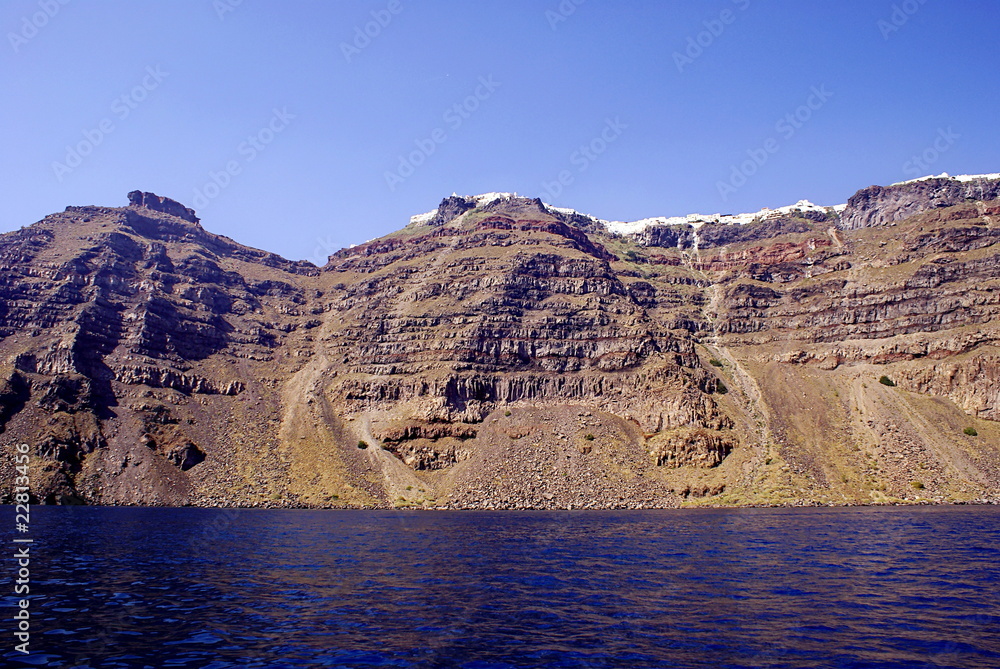 Caldera cliff at Santorini island, Greece