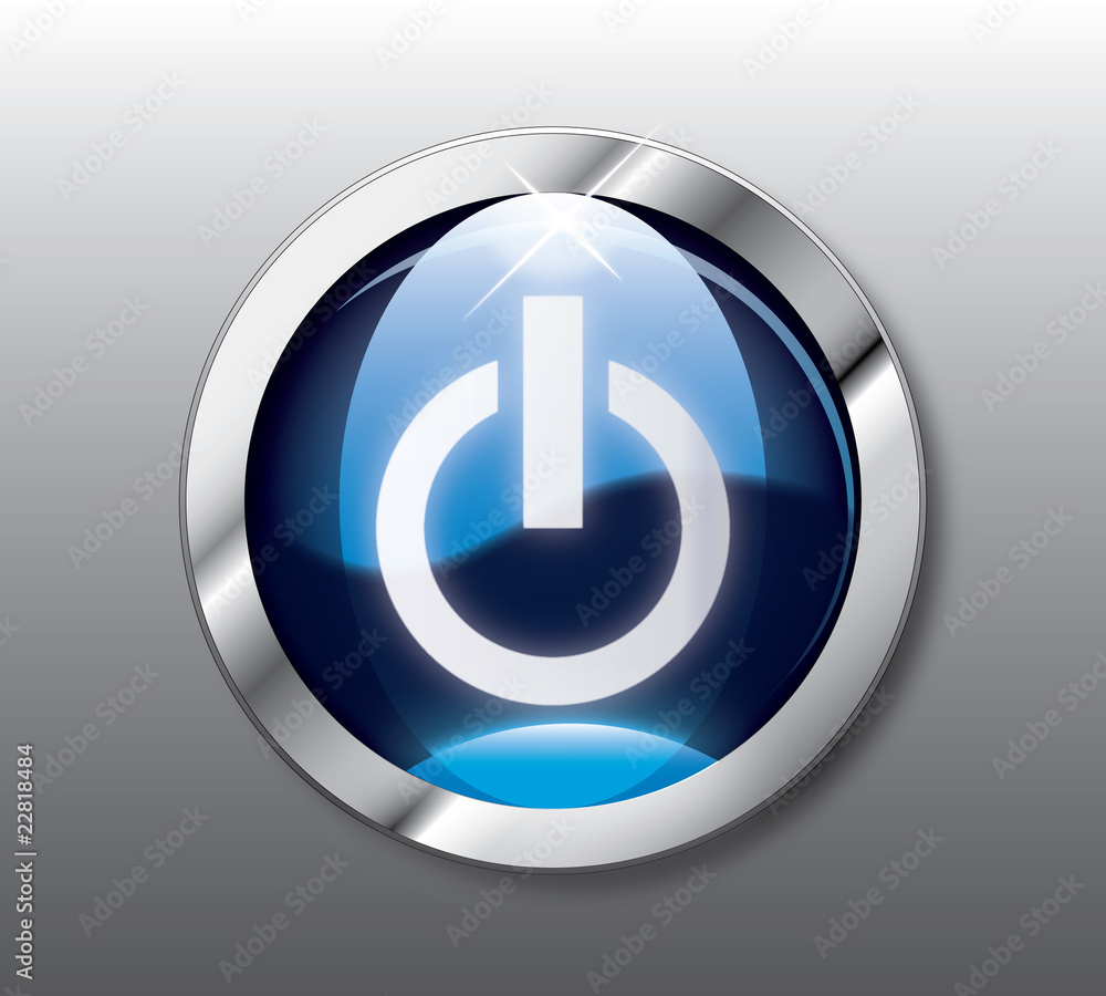 Blue power button vector Blue power button vector