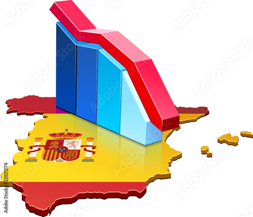 Statistiques de l'Espagne à la baisse (détouré)
