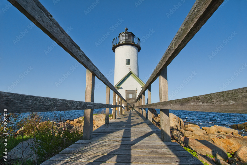 Lighthouse at dawn off Anisquam, Massachusetts