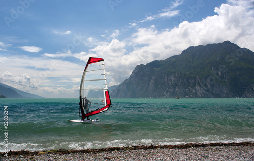 Windsurfing on a lake