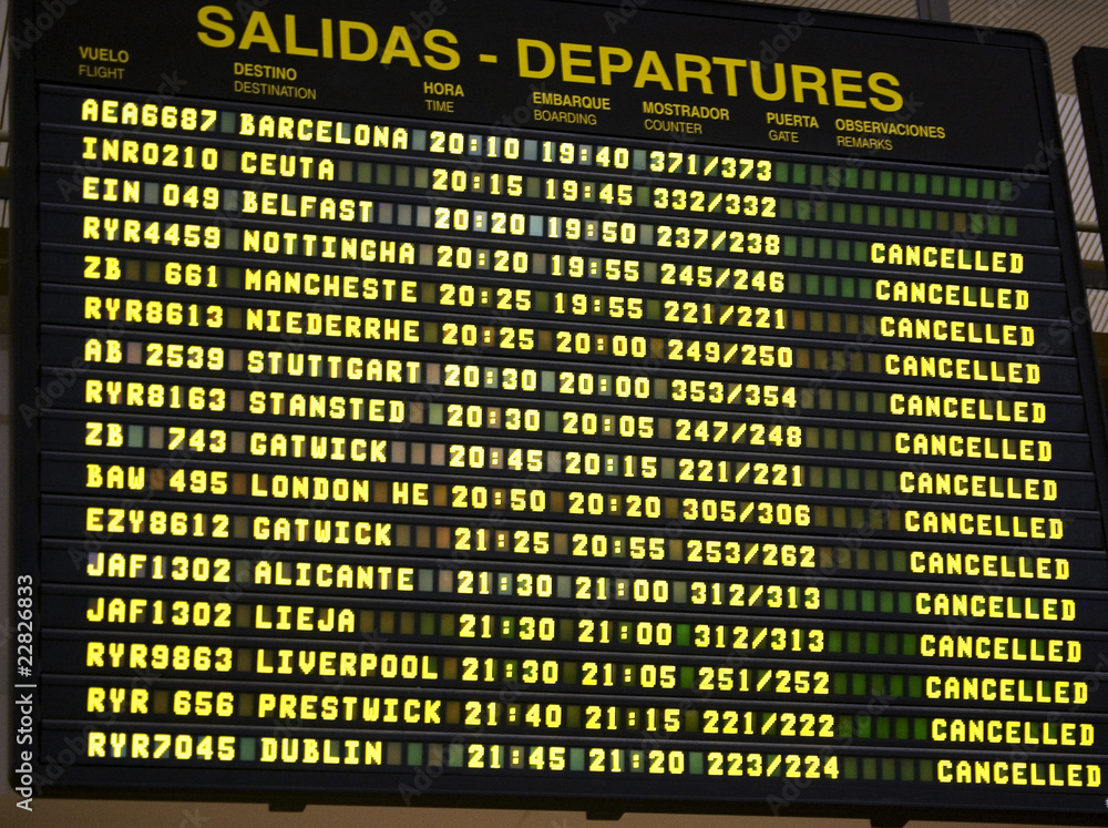 Fototapeta premium Panel Informativo Vuelos cancelados