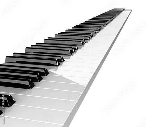 diagonal stripe of piano keys isolated on white