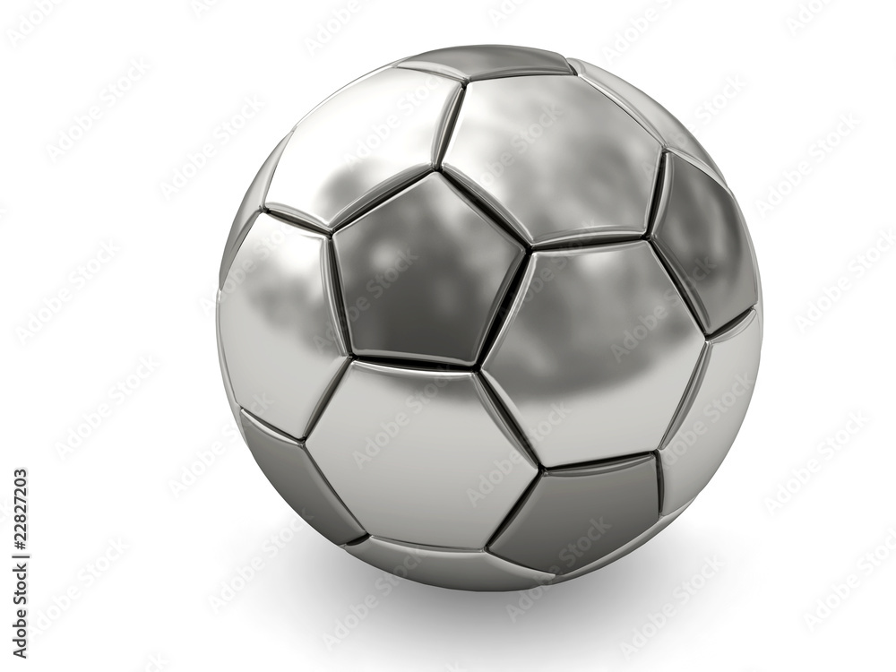 Fototapeta premium Silver or platinum soccer ball on white