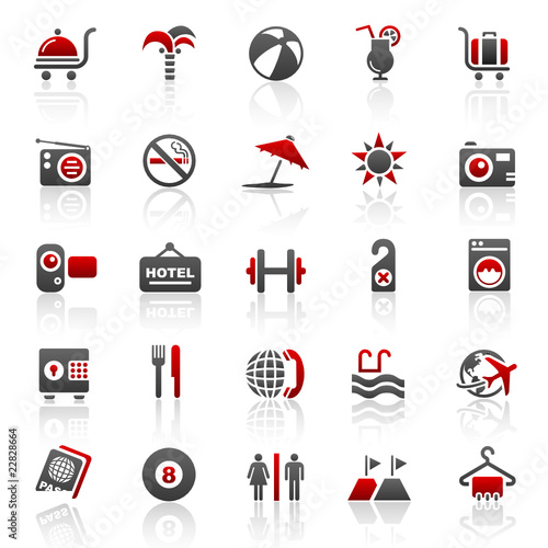 red holiday hotel icons - set 10