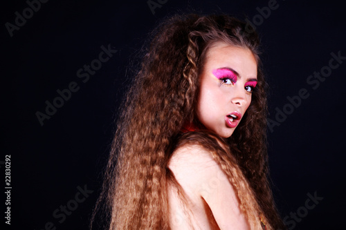 Fototapeta Naklejka Na Ścianę i Meble -  Glamour Portrait of sexy woman on dark background
