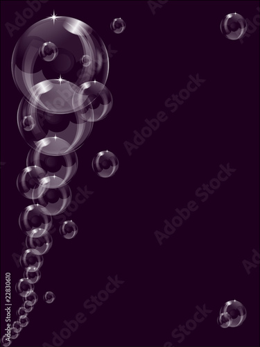 A series of transparent bubble on a blue background