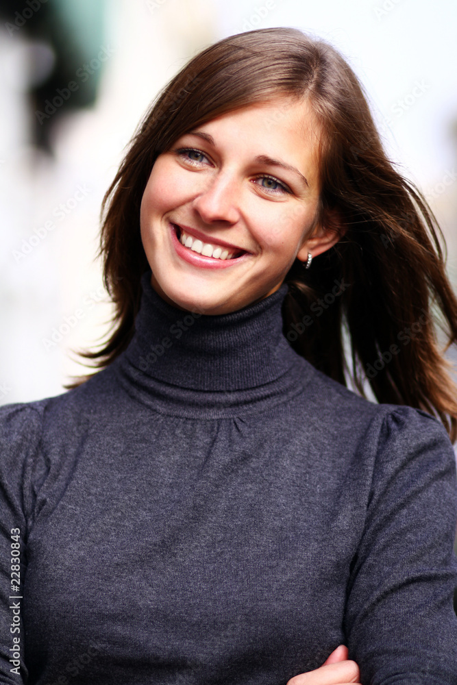 Closeup portrait of a happy young woman Closeup portrait of a happy young woman