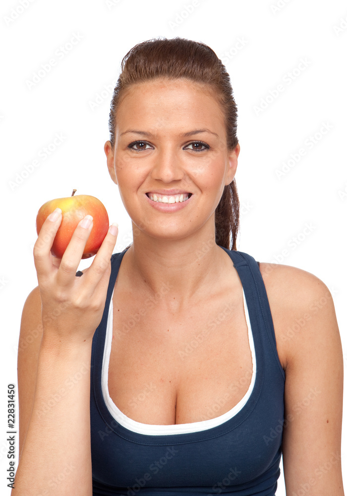 Gymnastics girl with an apple Gymnastics girl with an apple
