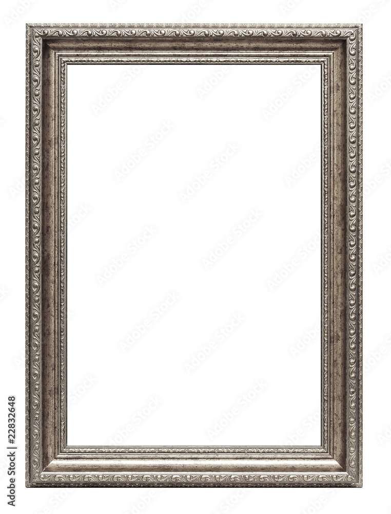 Silver art frame isolated on white Silver art frame isolated on white