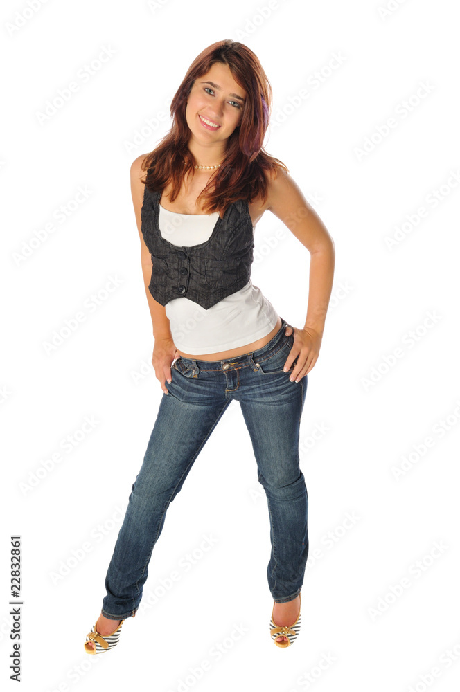 lovely young teen beauty on a white background lovely young teen beauty on a white background