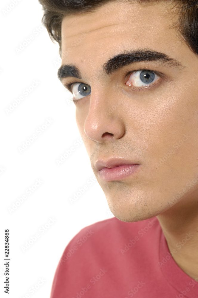 Fototapeta premium Portrait of a handsome young man, wearing shirt, Isolated