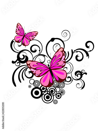 Florales Design mit Schmetterlingen