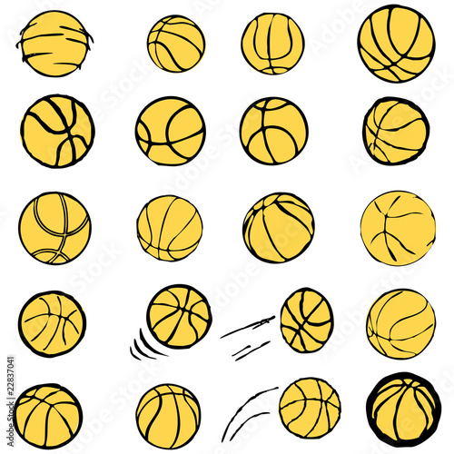 Set Ball BASKETBALL icons symbols comic vector illustration