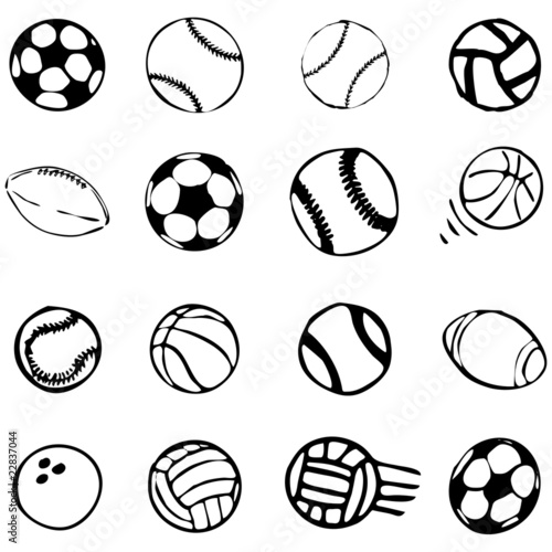 Set Ball sports icons symbols comic vector illustration