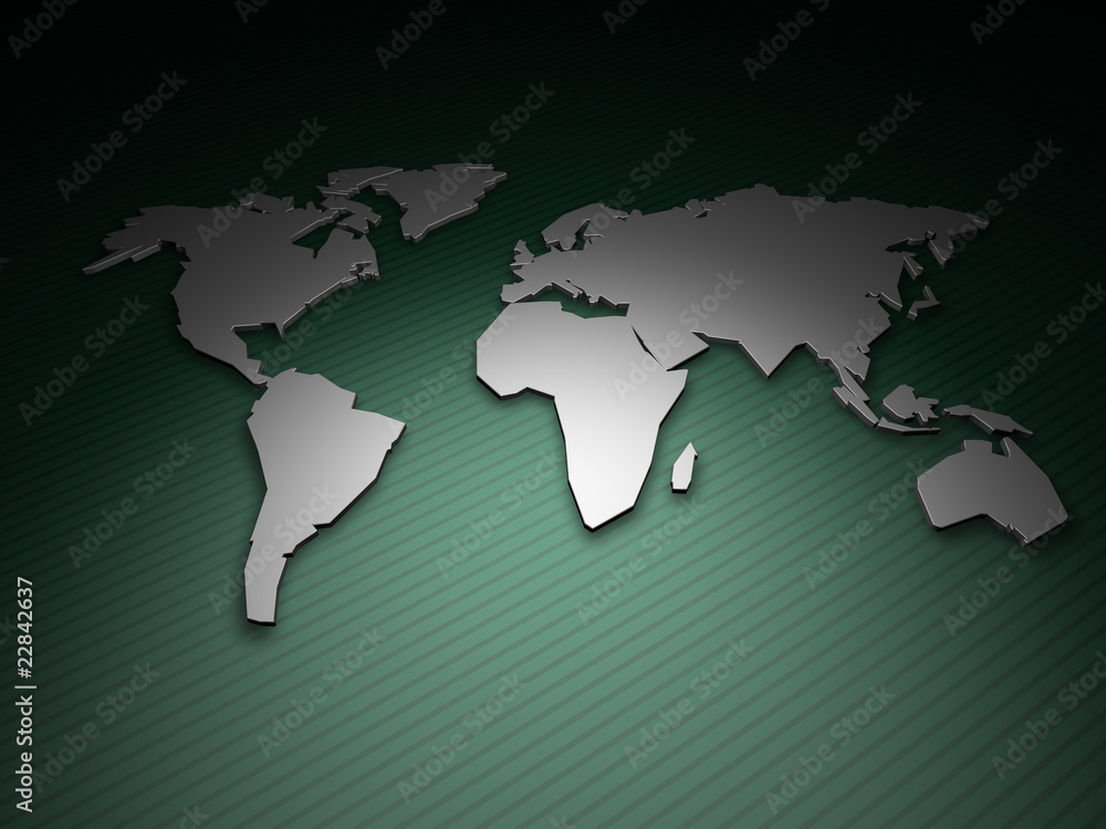 World Map Render on Green World Map Render on Green