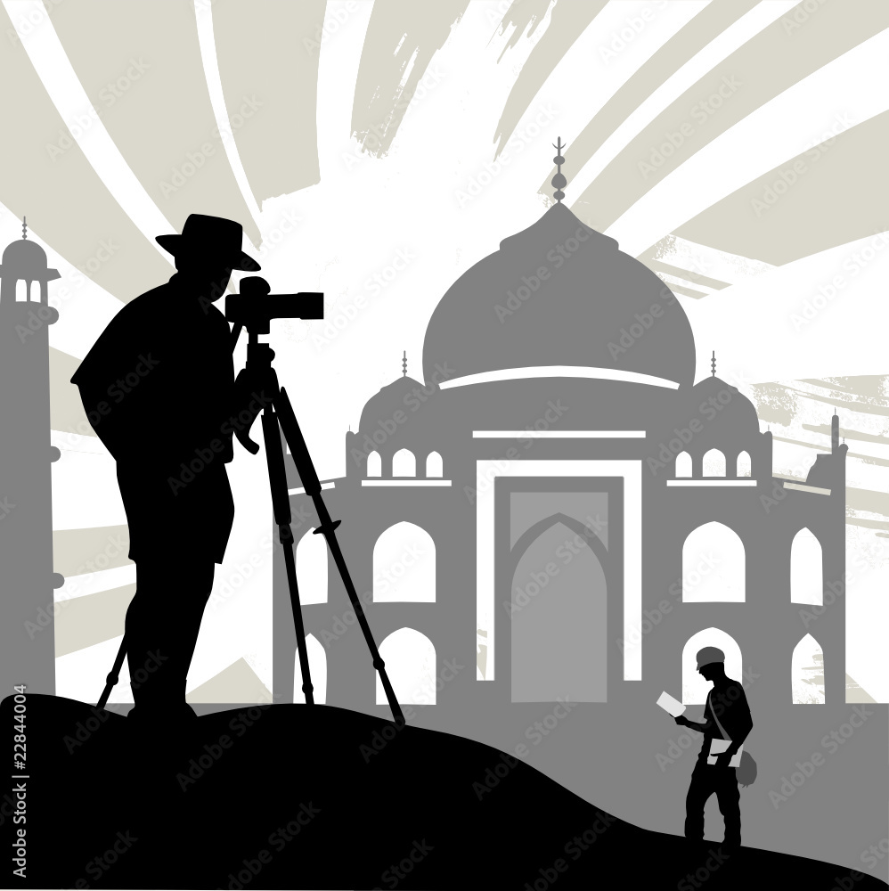 Fototapeta premium tourist with historical temple