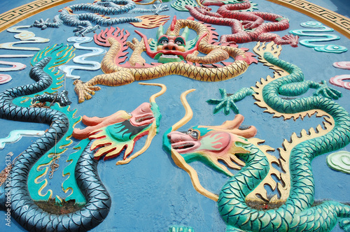 a colorful statue of a dragon