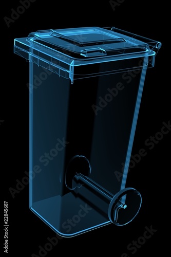 Large Recycle Bin 3D xray blue transparent