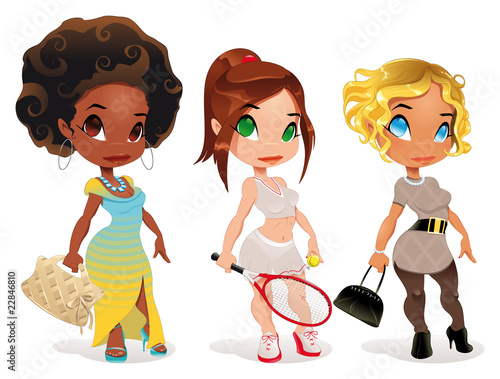 Three kind of ladies. Carto...