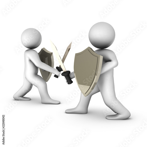 3d knights with sword on white background