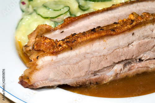 Schweinebraten mit Salat photo