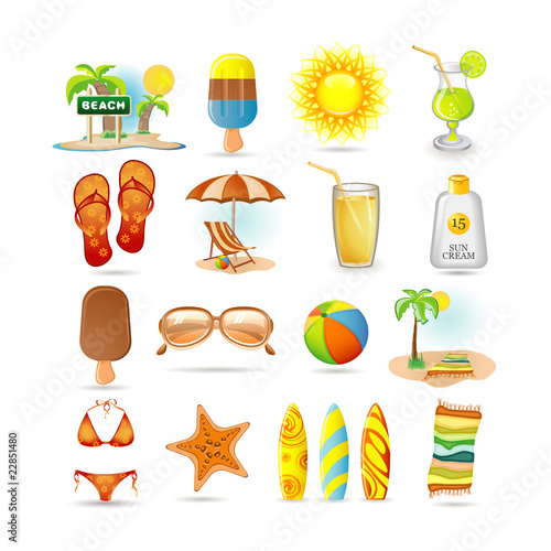 Beach icon set