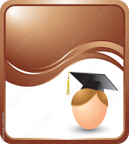 cartoon graduate boy bronze wave background