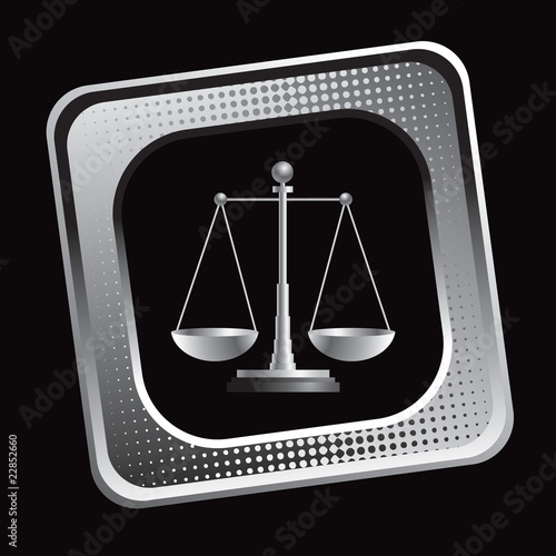 justice scales tilted silver web button