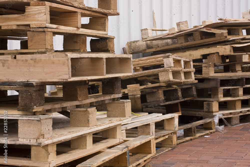 piles of wooden pallets