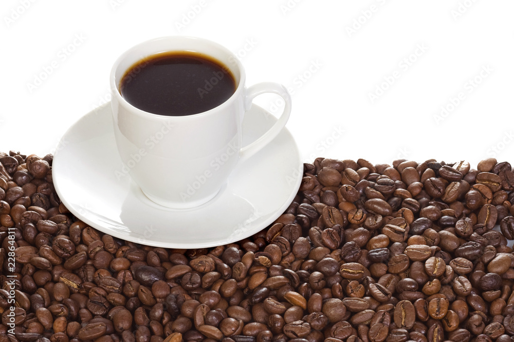 Fototapeta premium cup with coffee and beans